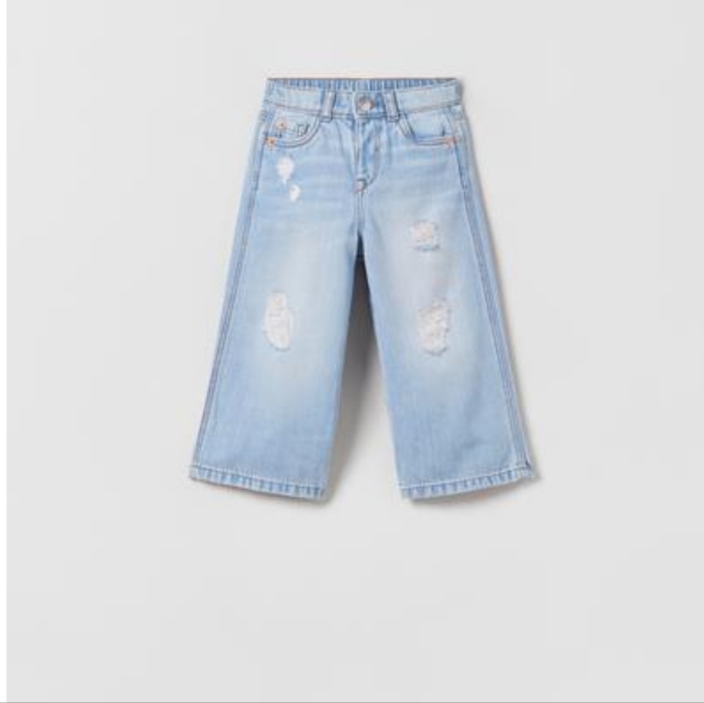 Zara Ripped Wide Leg Jeans